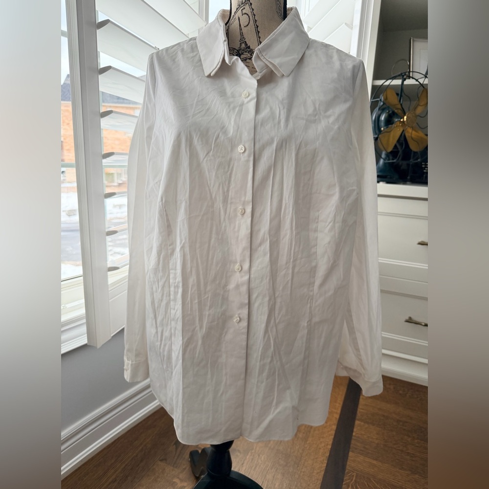 TAHARI White Classic Button Up Blouse Shirt Women’s Size 1X
